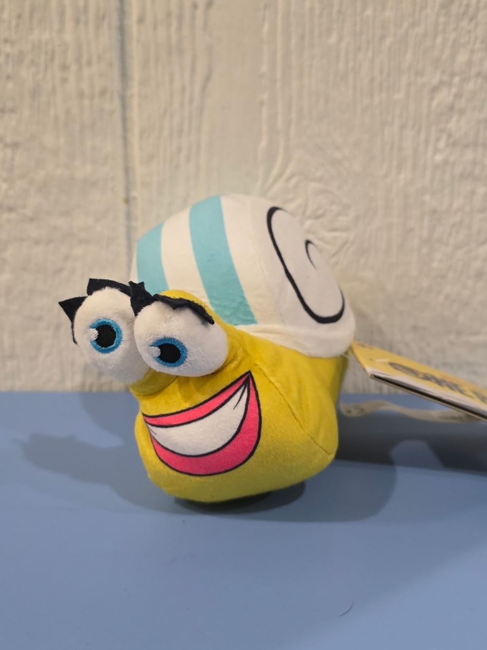 New Yellow Plush Snail Pet Toy with Blue-White Shell One Piece